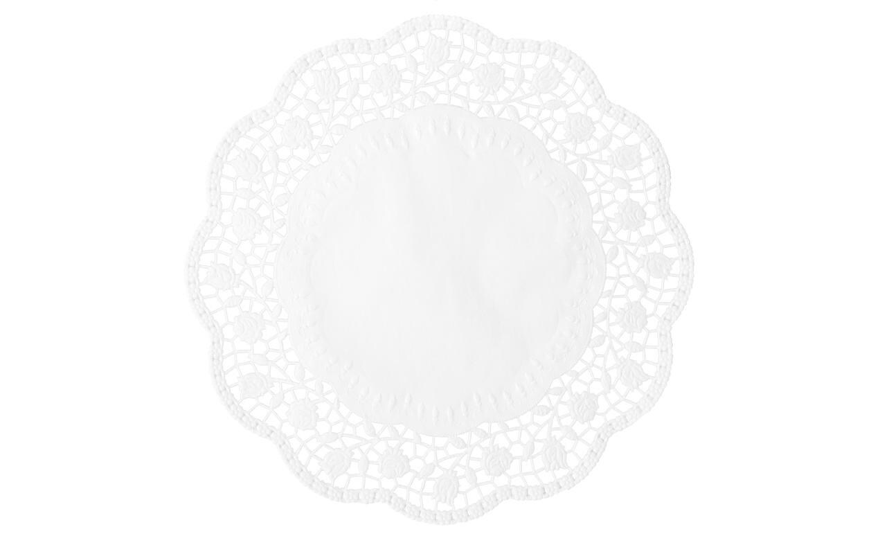 Tortenspitzen Rose 24 Stück, Weiss, 17 cmLebensmittelechte Tortenspitze