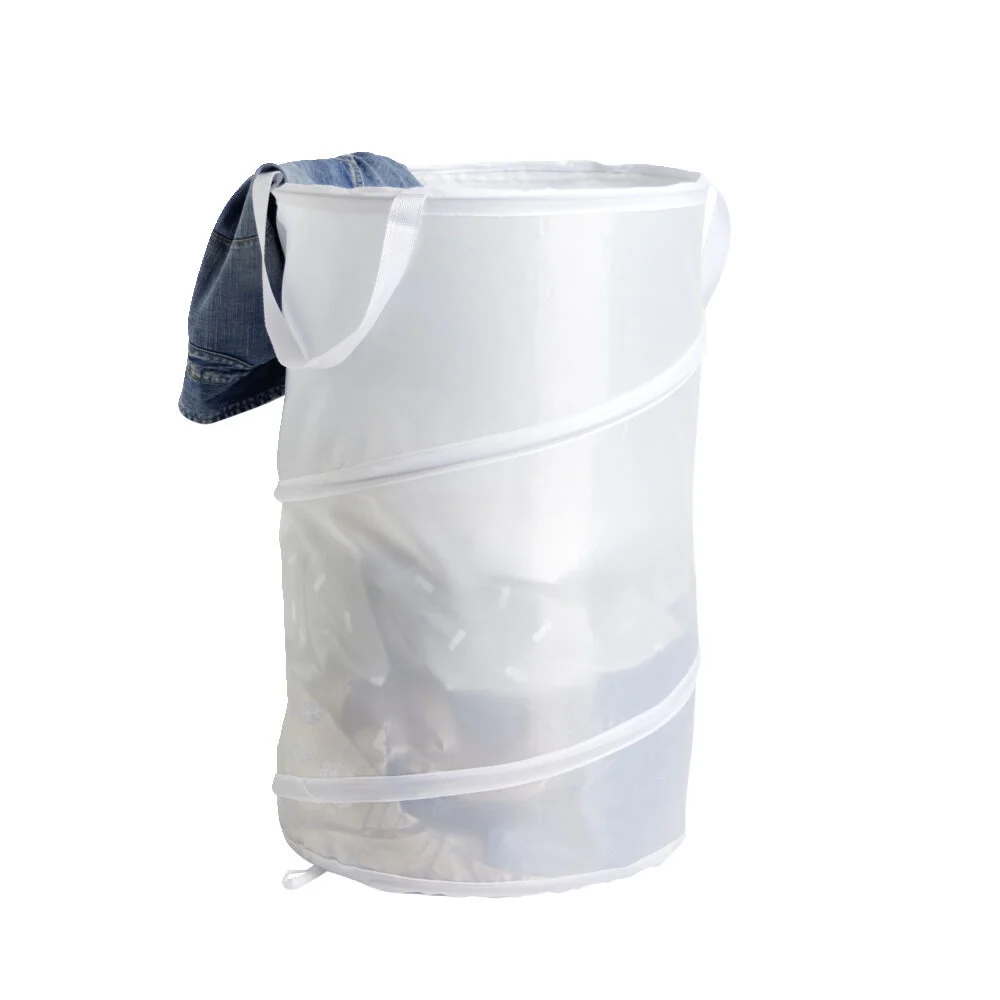 Panière à linge pliable blanc Ø37xH59cm