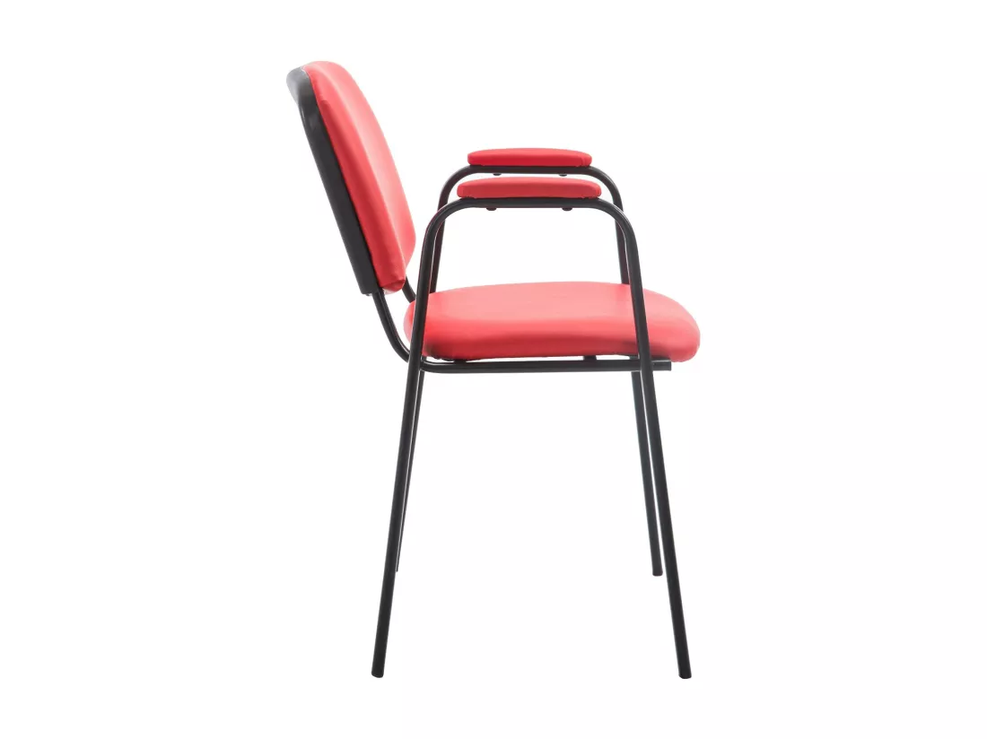 Chaise de conférence - Similicuir & Métal noir mat - Rouge - Ken Pro