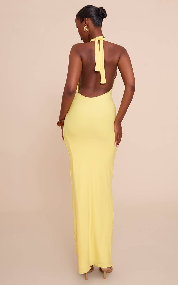 Citron Robe Maxi À Double Couche Toucher Doux Avec Détails De Finition