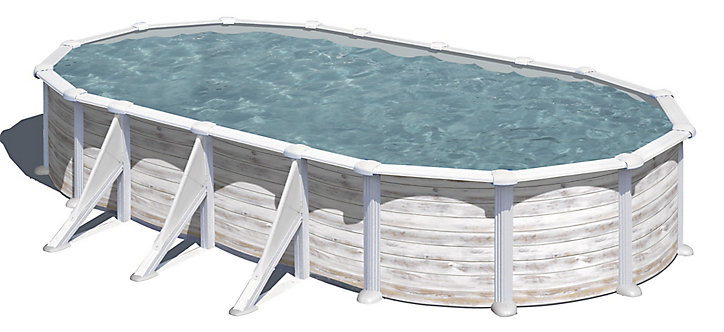 Piscine hors sol acier aspect bois Gré Groenland 7,44 x 3,99 x h.1,32 m