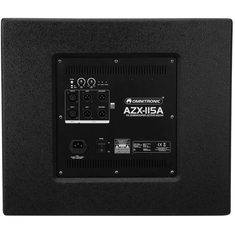 Omnitronic AZX-115A actieve 15 inch subwoofer 400 Watt
