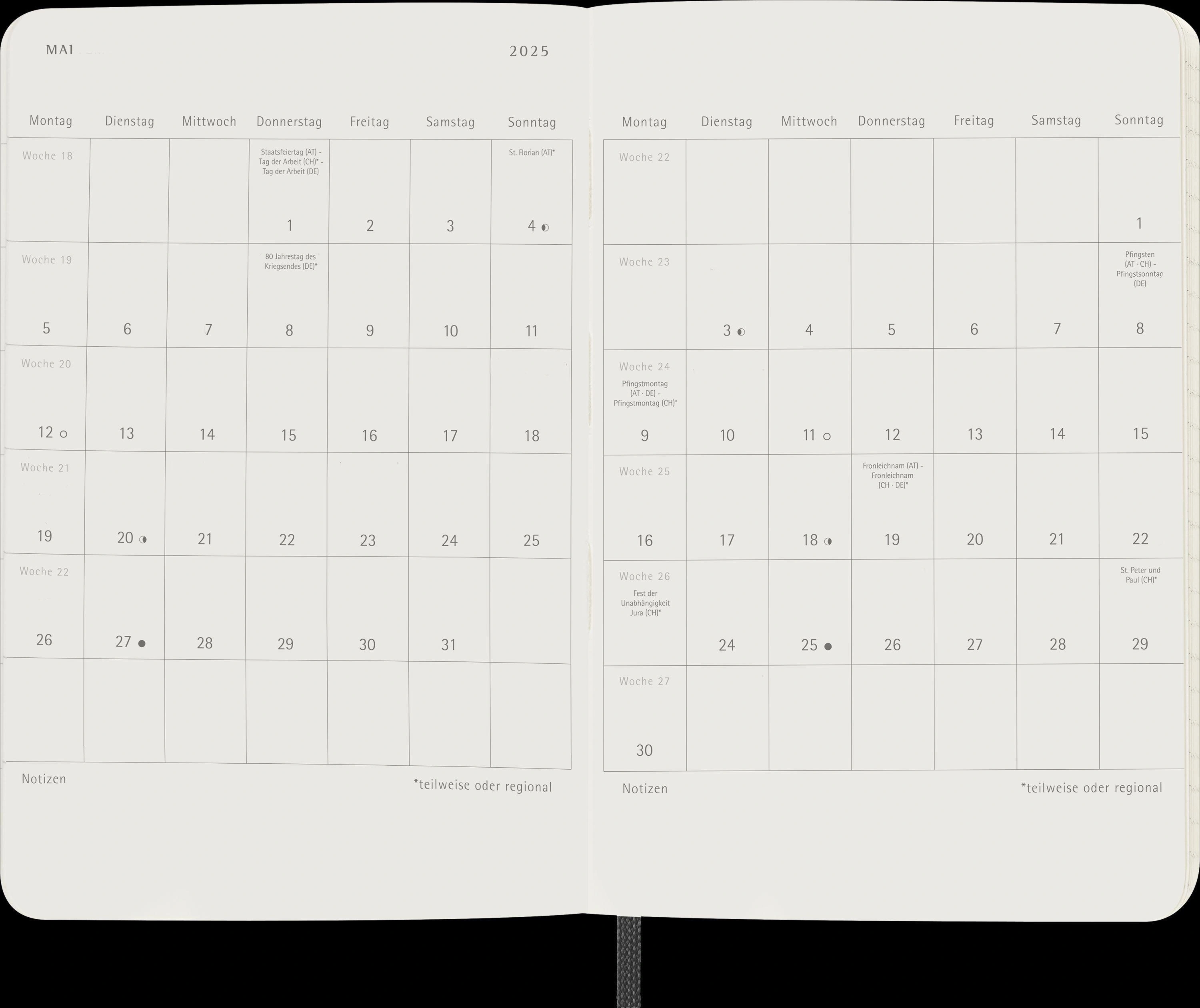 Moleskine 12 Monate Wochen Notizkalender Deutsch 2025, Pocket/A6