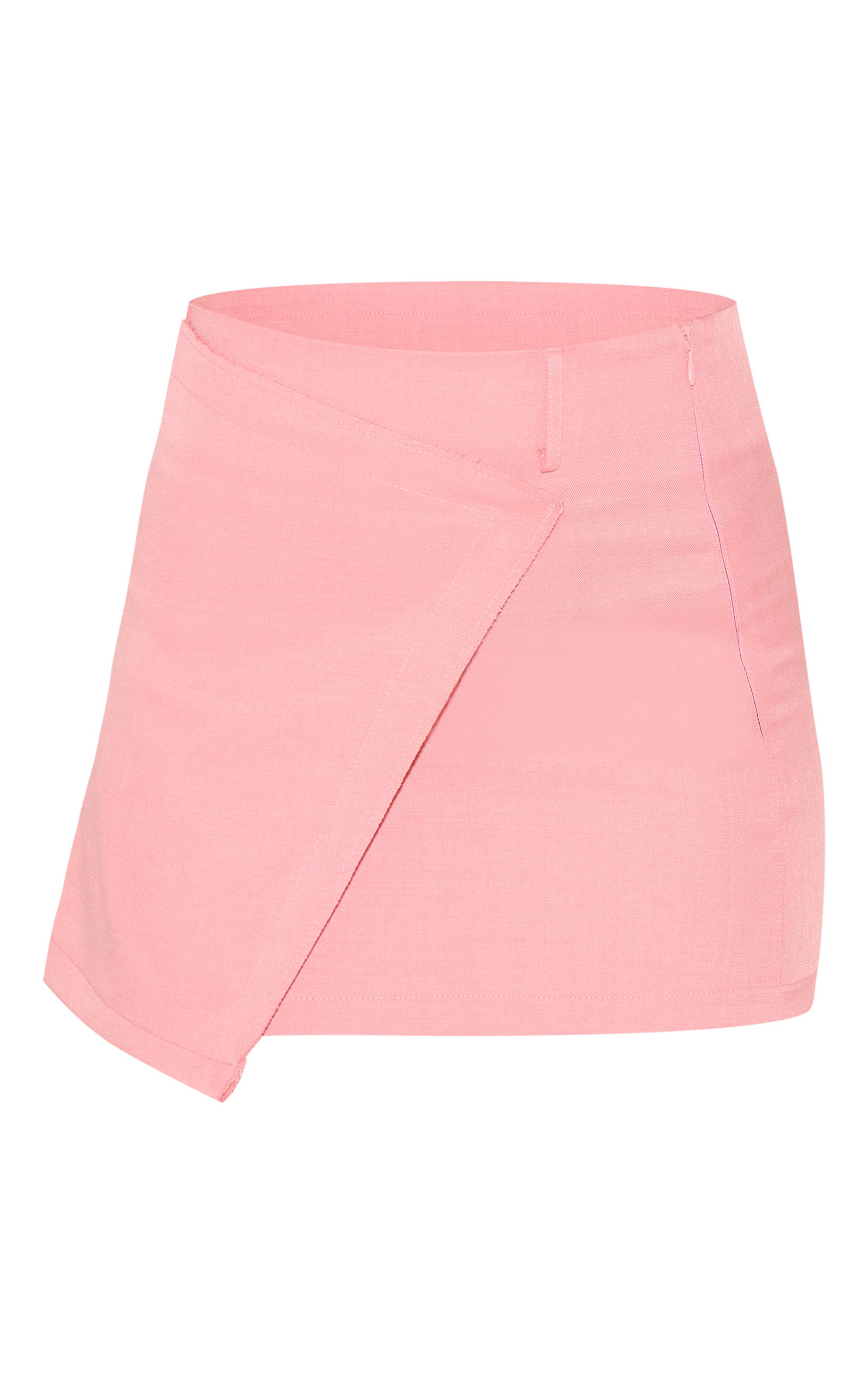 Rose Mini Jupe-short Tissée Avec Détails Bords Bruts