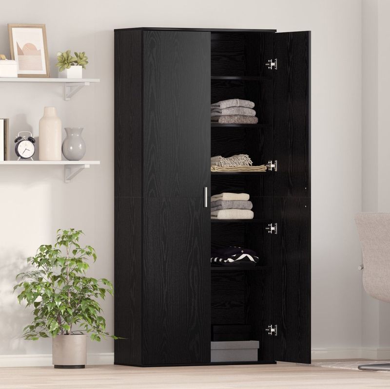 vidaXL Hoge Kast - Zwart Eiken - Engineered Hout