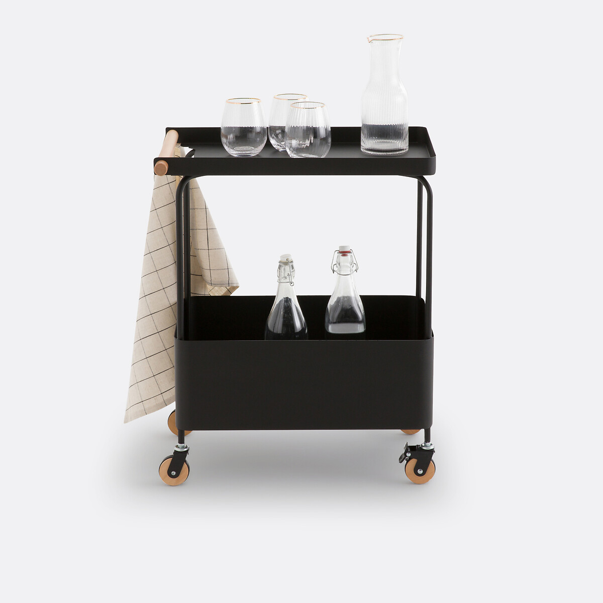 SO'HOME<br>Estante de armazenamento com rodas, em aço preto, Elkim