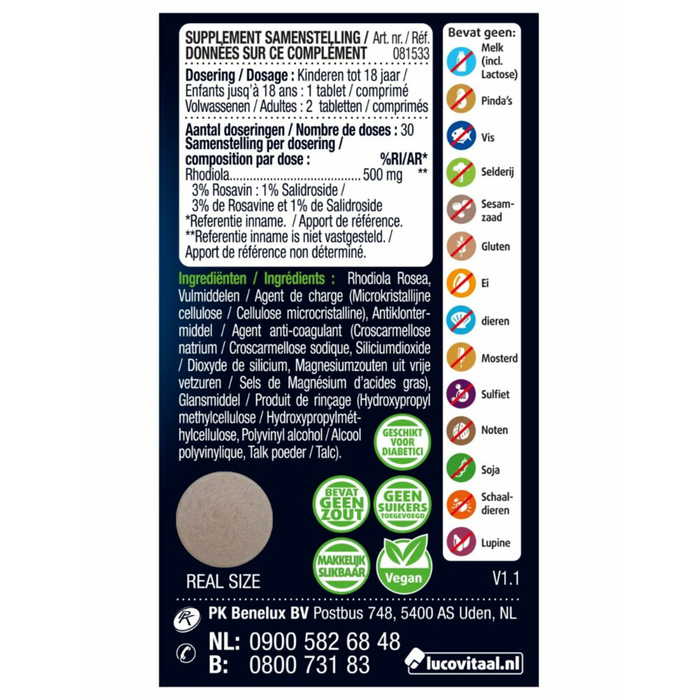 Lucovitaal Rhodiola Rosea 60 tabletten