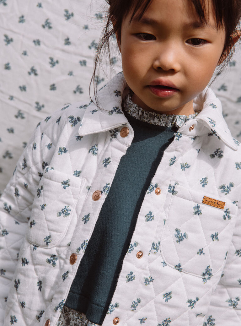 Veste matelassée écrue à imprimé fleuri