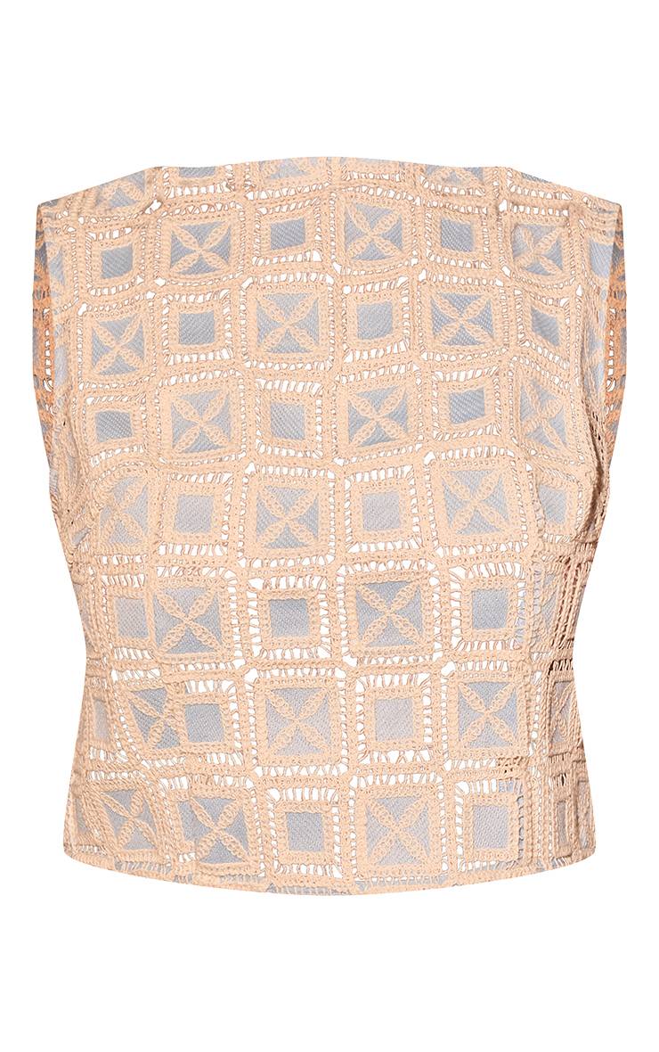 Bleu Layette Haut Co-ord À Encolure Bateau En Crochet Shape