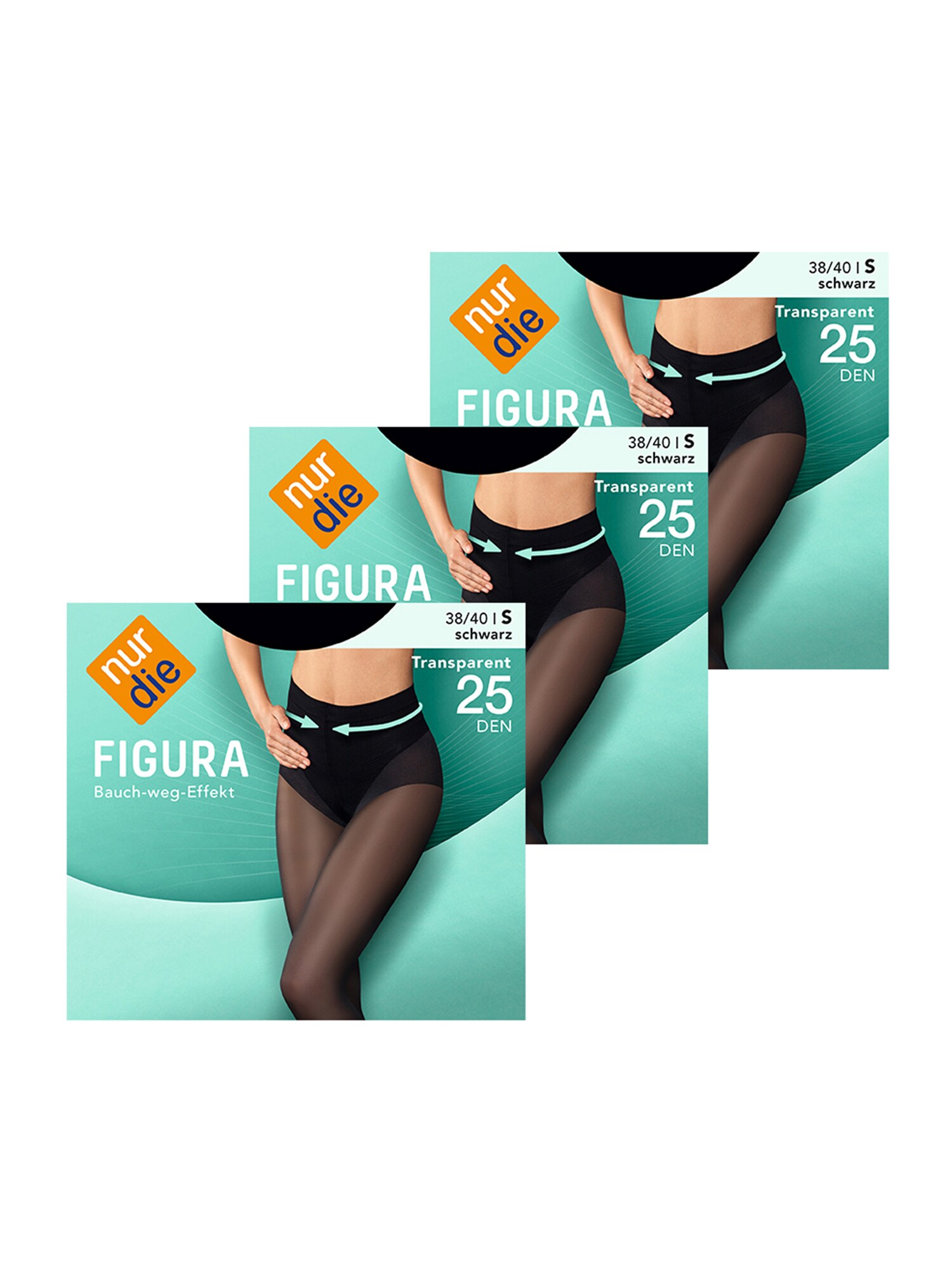 NUR DIE Damen Feinstrumpfhose Figura 25 DEN 3er Pack
