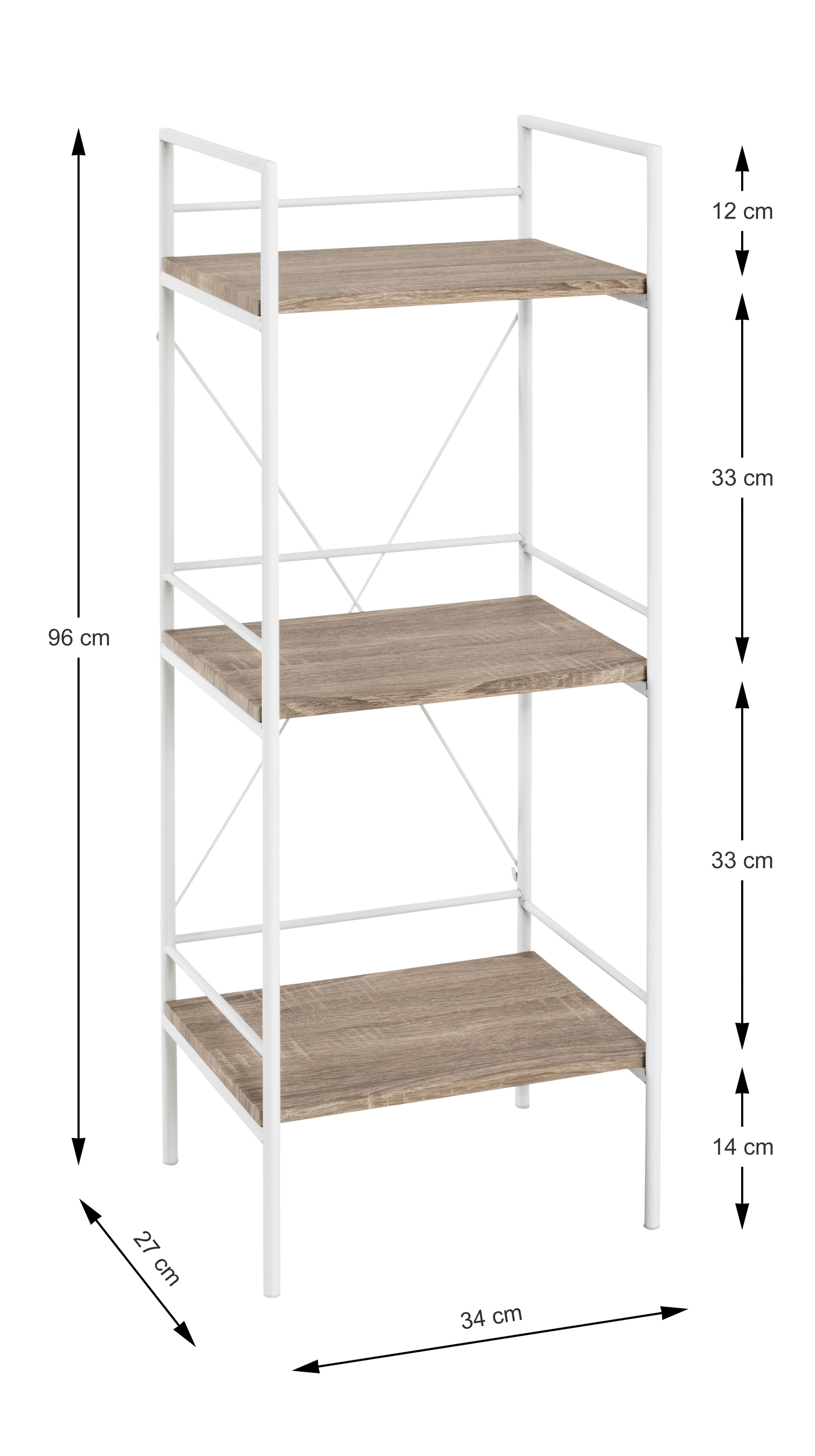 Regal 34 x 96 cm Eiche Dekor/weiß