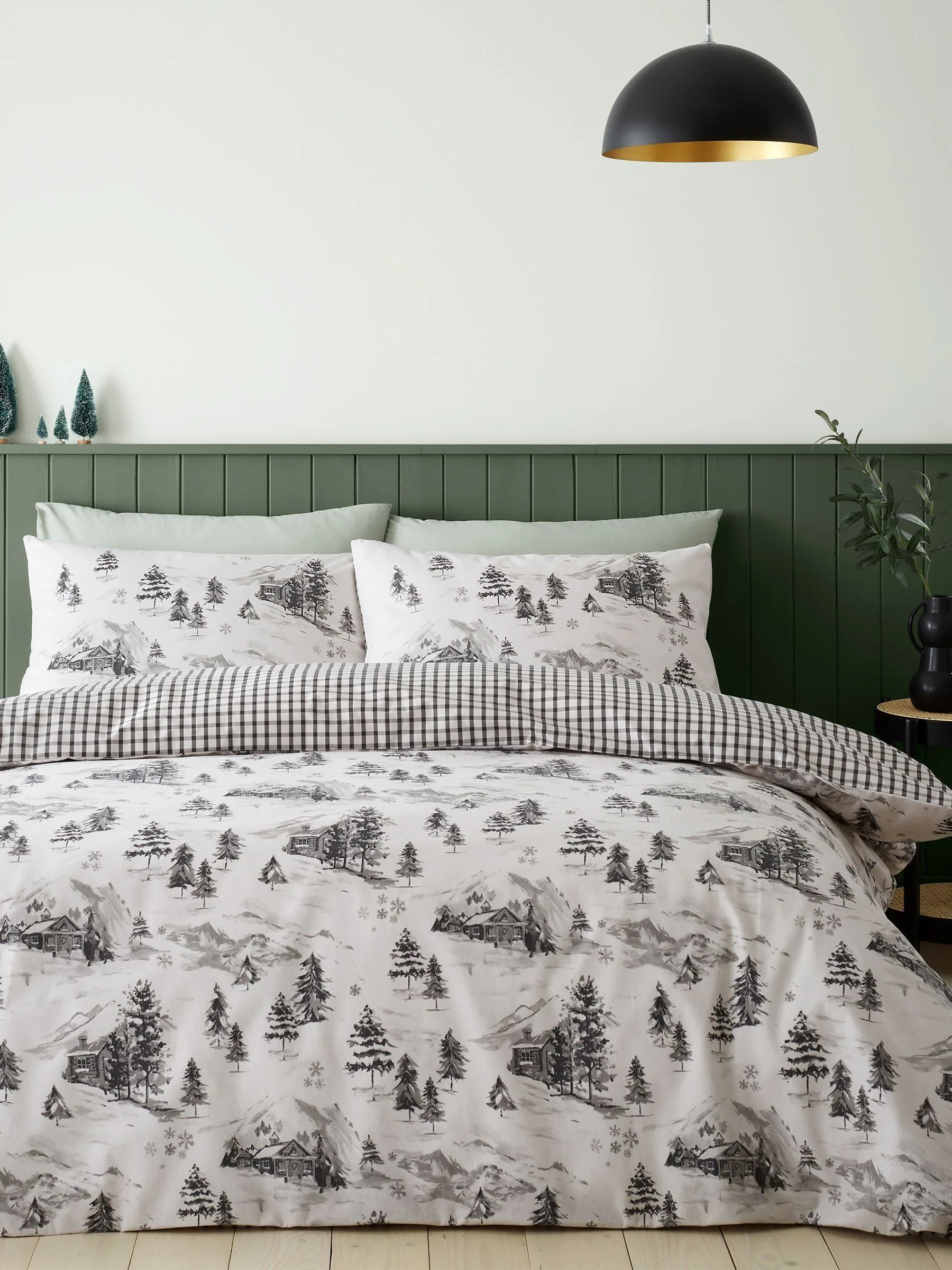 Catherine Lansfield Supersoft 100% geborsteld katoenen Alpine Village dekbedovertrekset