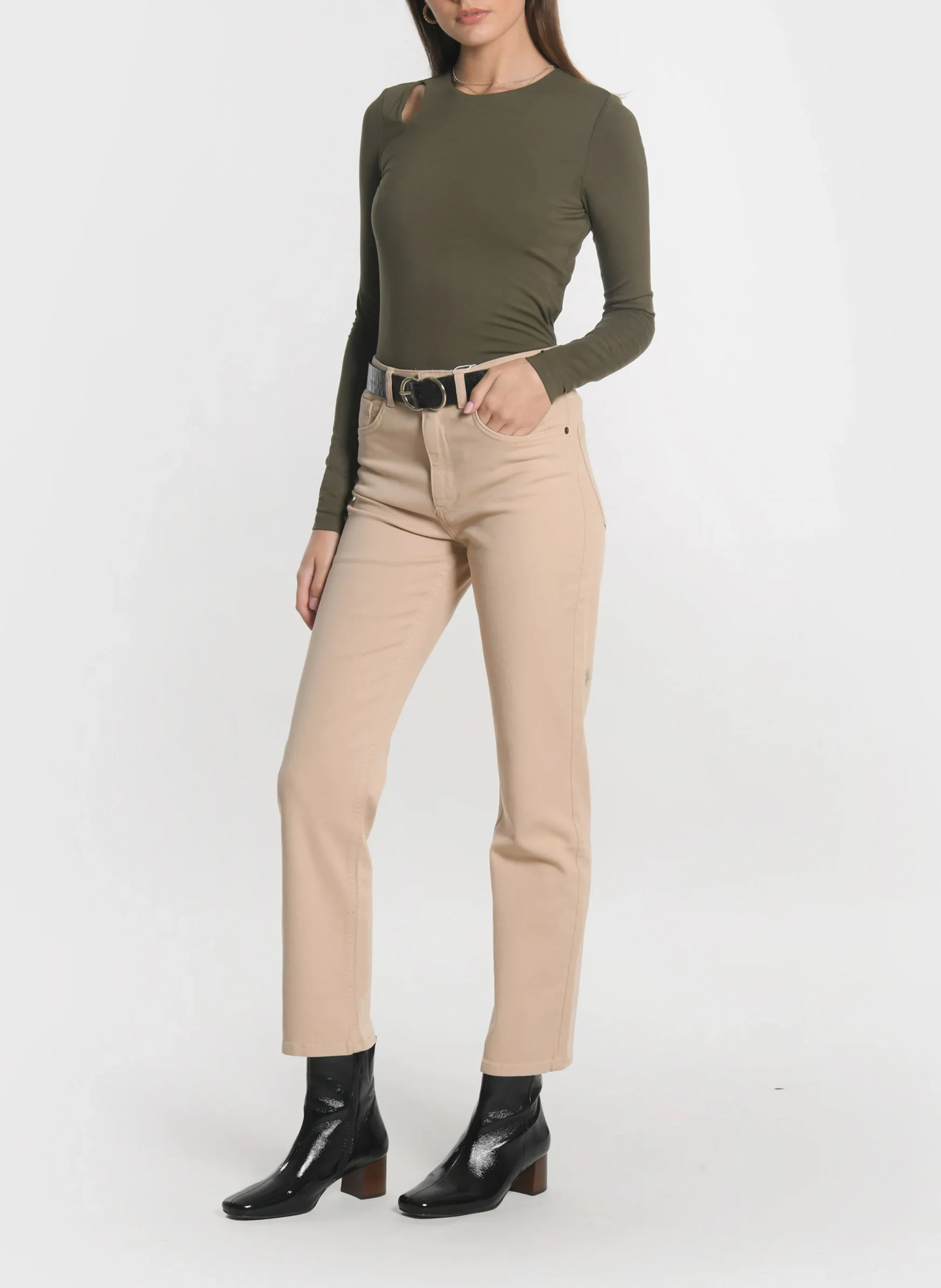 BRENDA - Jean droit| Beige