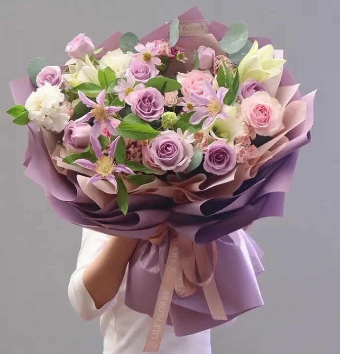 (58cmx7.3m) Blumenstrauss Papier Deko Geschenkpapier Verpackung Floristik Bouquet Papier - Lila
