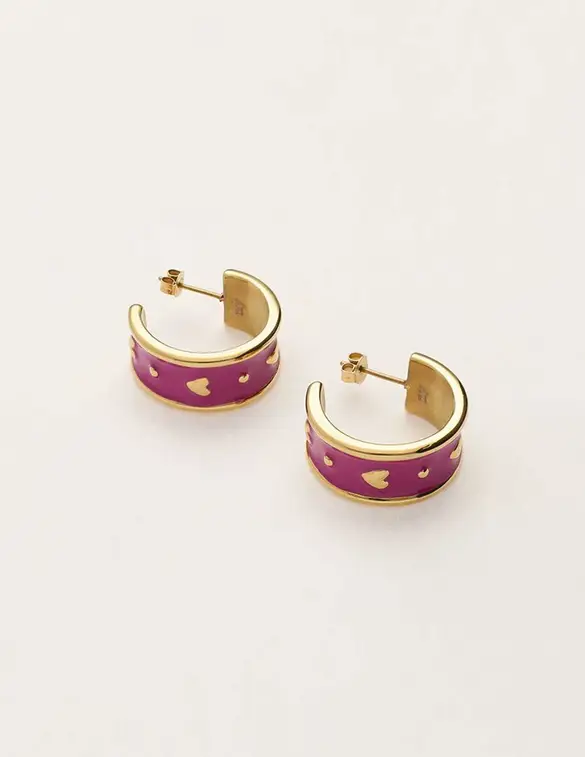 My Jewellery Sunrocks oorringen met hartjes paars MJ10254