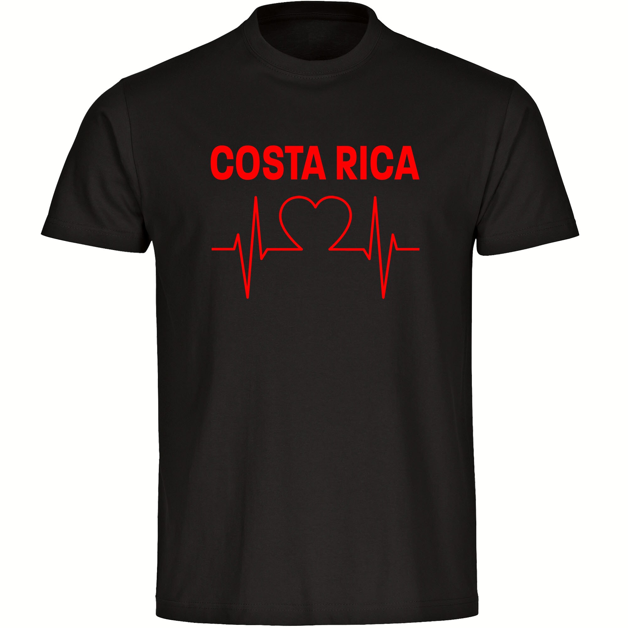 multifanshop® Herren T-Shirt - Costa Rica - Herzschlag - Druck rot