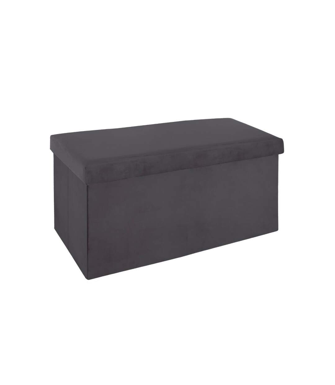 Pouf Pliable en Velours Tess 76cm Gris Foncé