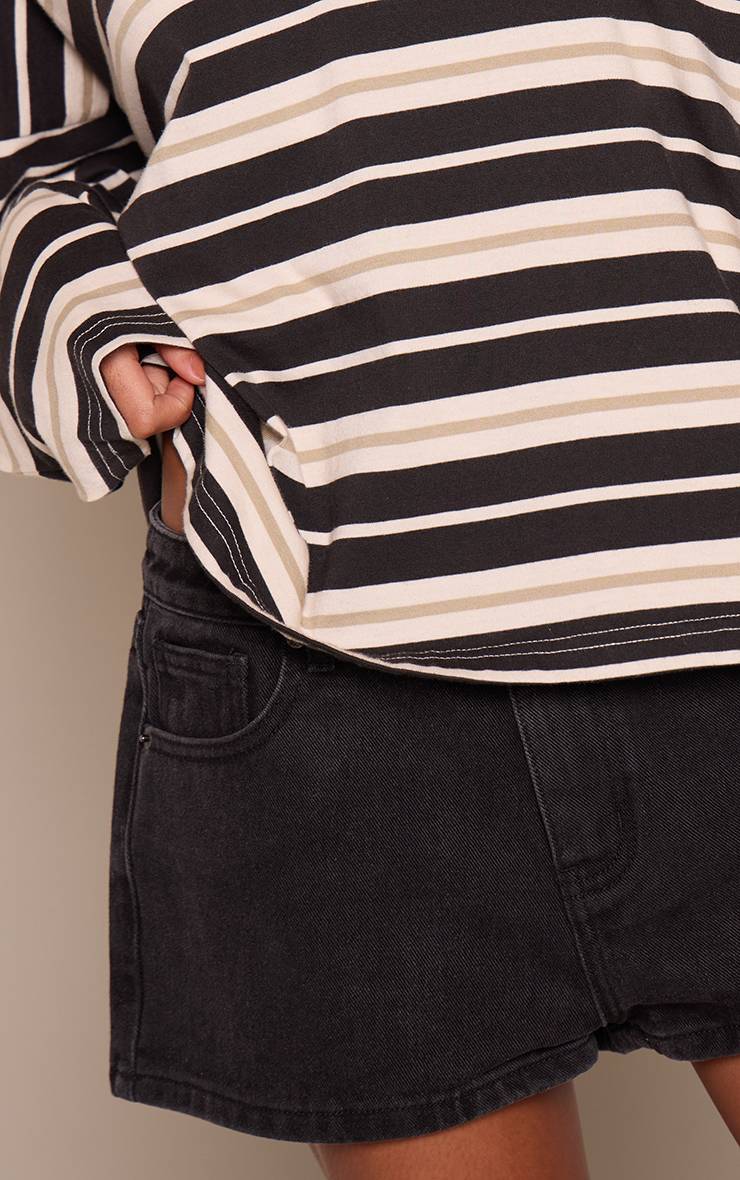 Noir Short En Denim Taille Mi-haute Effet Délavé Avec Ourlet Brut