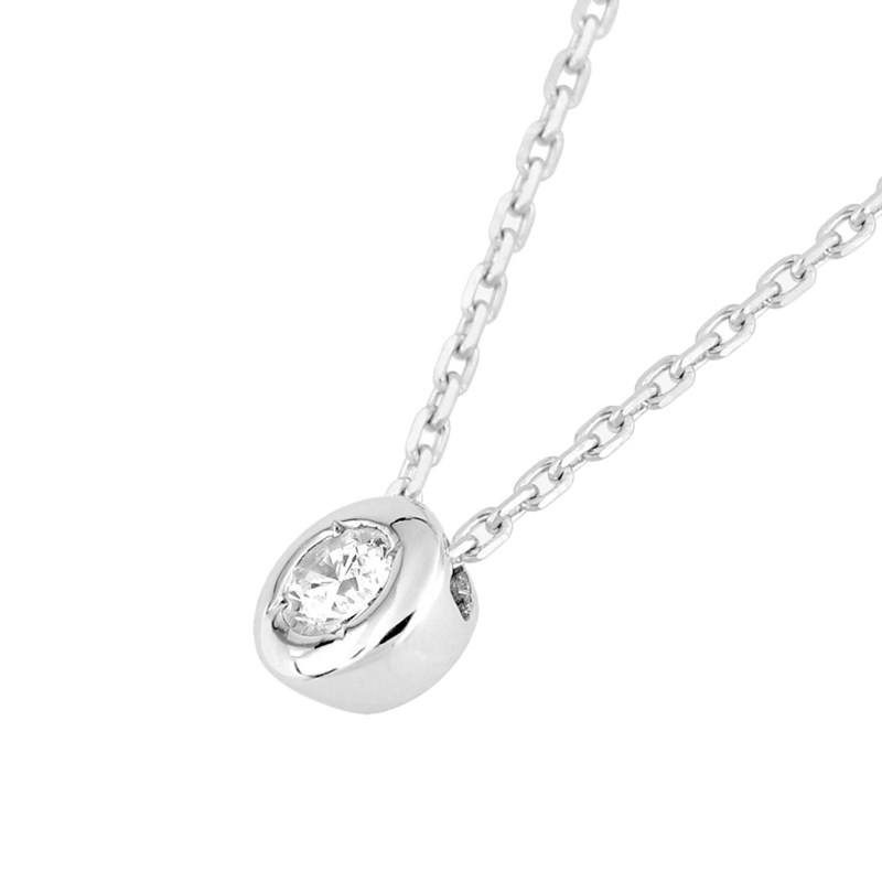 Collier Femme - Or 18 Carats - Diamant 0,08 Carats - Longueur : 42 cm