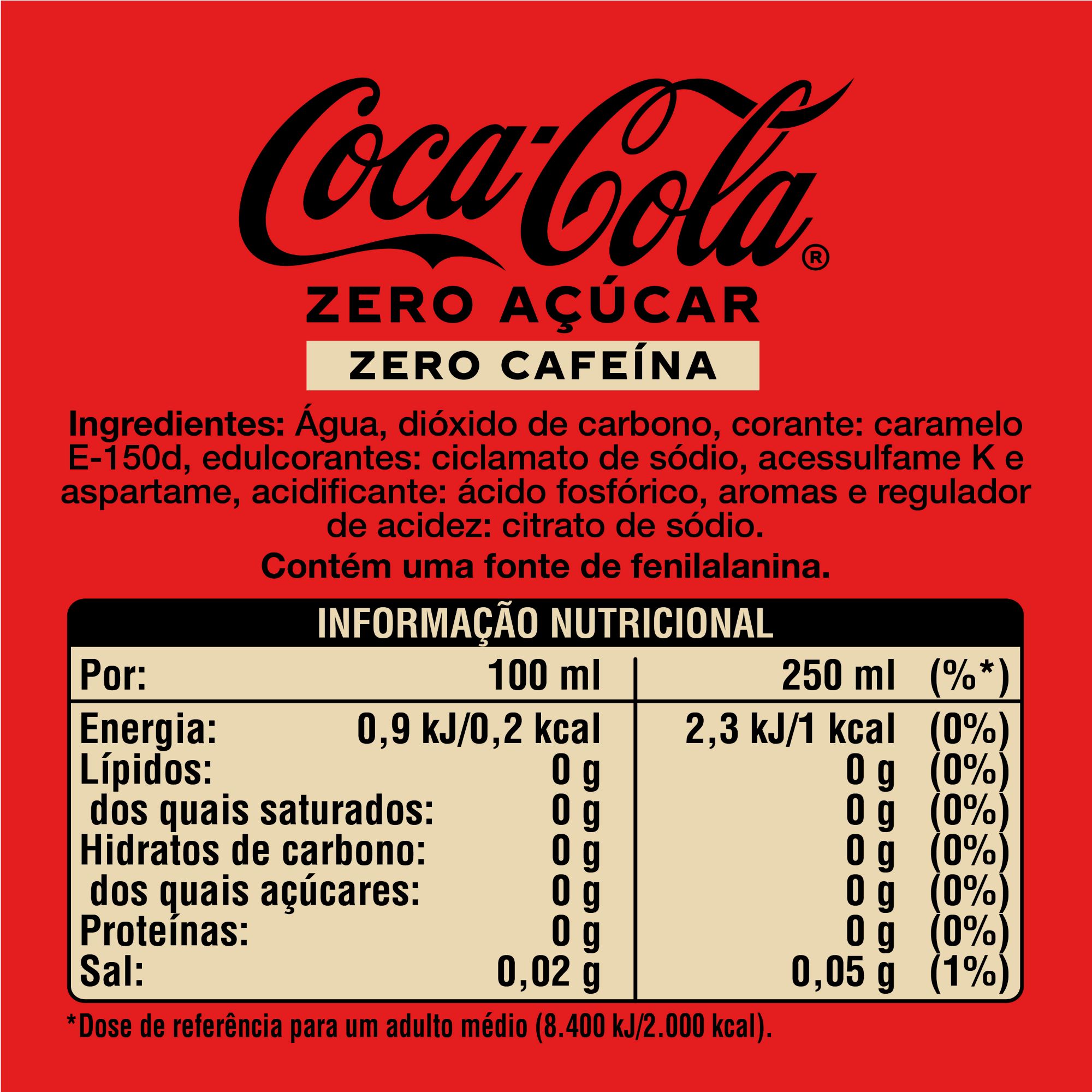 REFRIGERANTE COM GÁS COCA-COLA ZERO CAFEÍNA E ZERO AÇÚCAR 1.75L