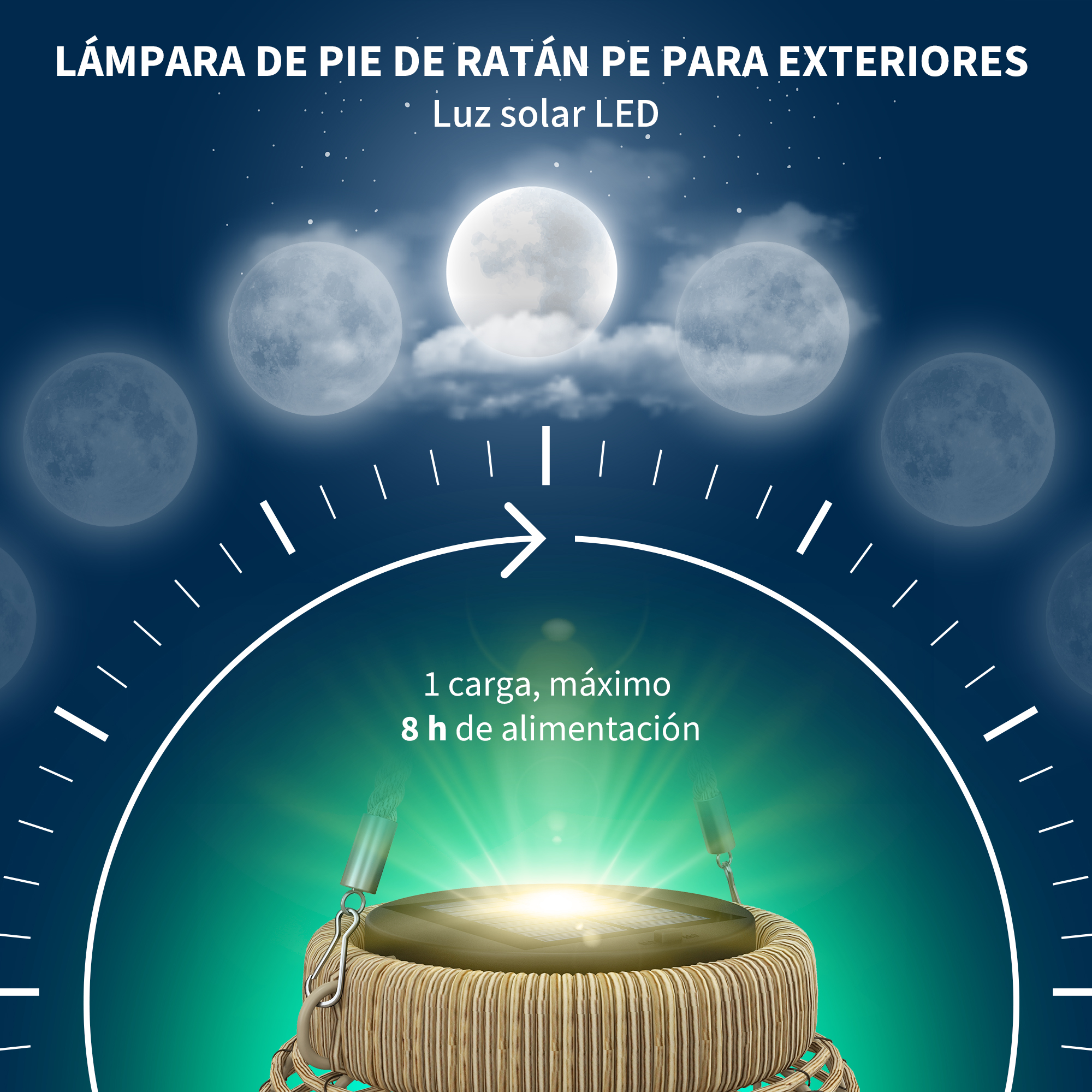 Luminária de vime Outsunny cor areia
