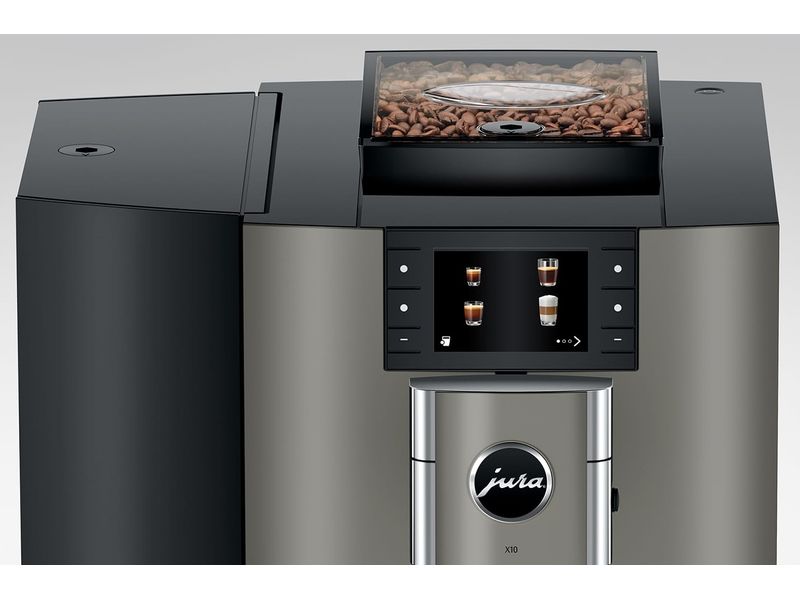 JURA Kaffeevollautomat X10 Dark Inox (SA) Kompakter Kaffeevollautomat mit 35 Kaffeespezialitäten und One-Touch-Lungo-Funktion
