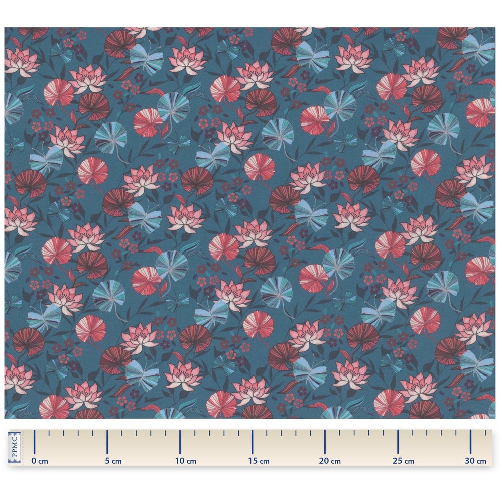 Coupon Tissu 50 Cm Ex2232 Nénuphar Bleu