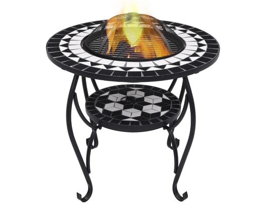 VIDAXL - Cheminée traditionnelle Table de foyer mosaïque noir et blanc 68 cm céramique