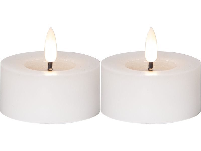 Star Trading LED Teelichter Set Flamme Flow 2 Pack, Weiss Realistische Kerzenflamme für gemütliche Atmosphäre