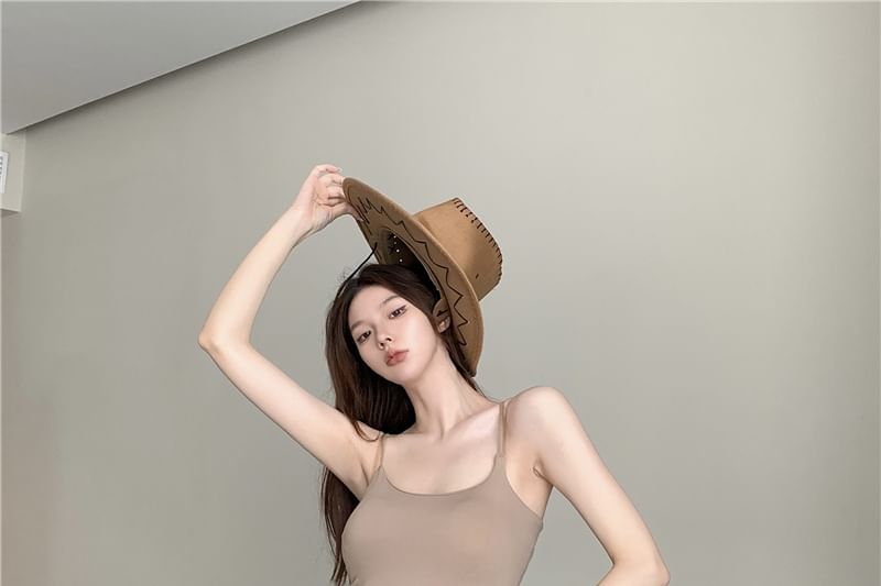 Flowerisque - Effen gewatteerde camisole top