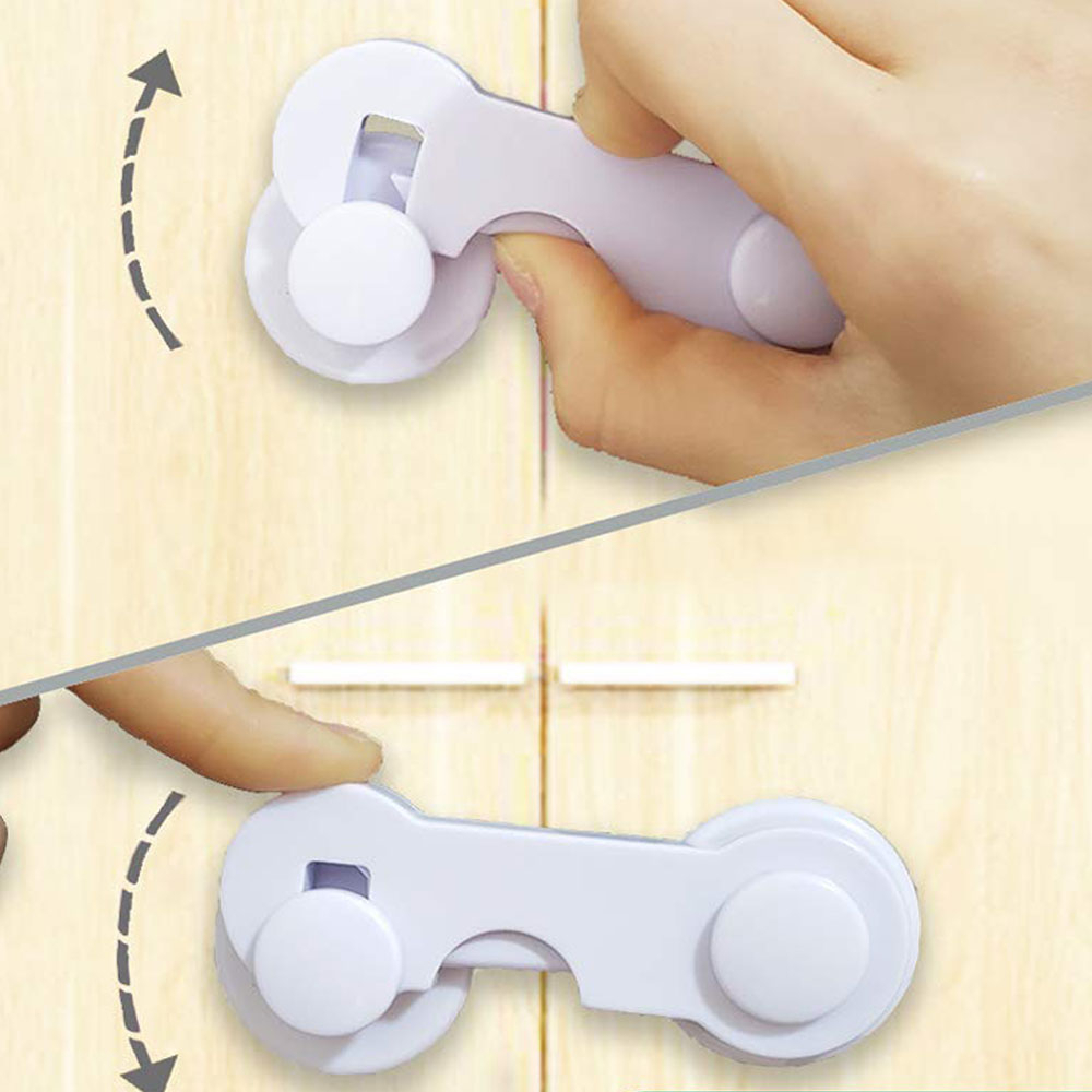 (10er Set) 9.5cm Universal Baby Kindersicherung Schrank Türe Schubladen Schutzvorrichtung (zum Kleben)