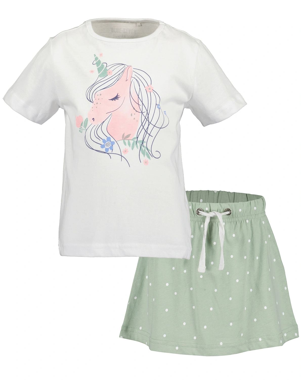 T-Shirt UNICORN inkl. Rock in weiß/grün
