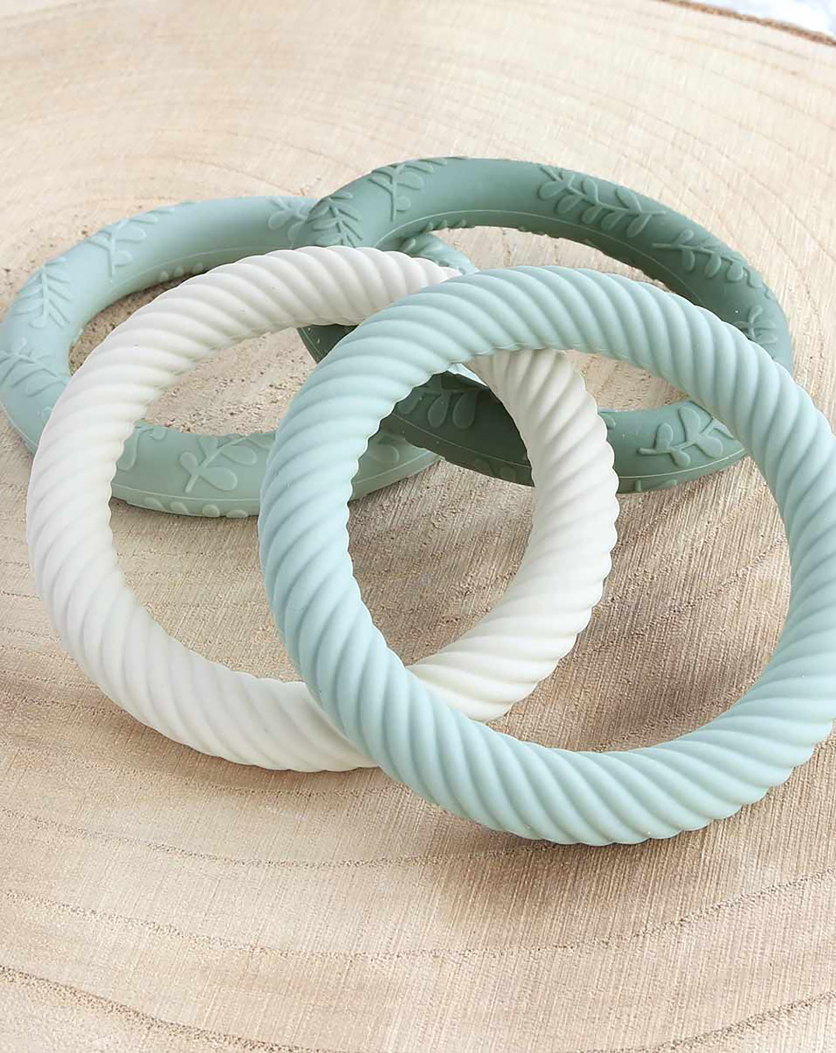 Silikon-Beißring CLASSIC 2er-Set in sage cream