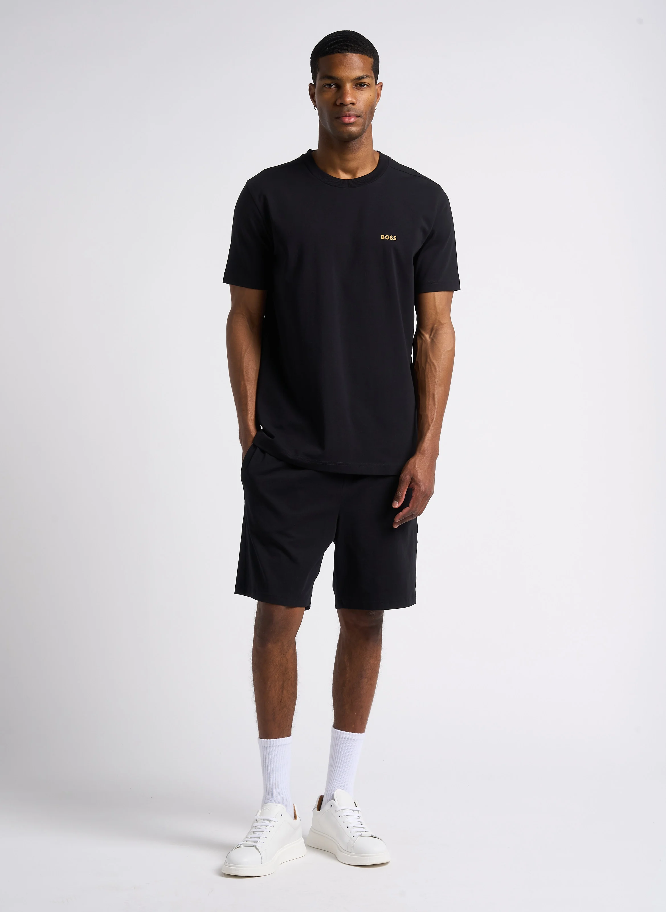 Short de pyjama en coton mélangé | Noir