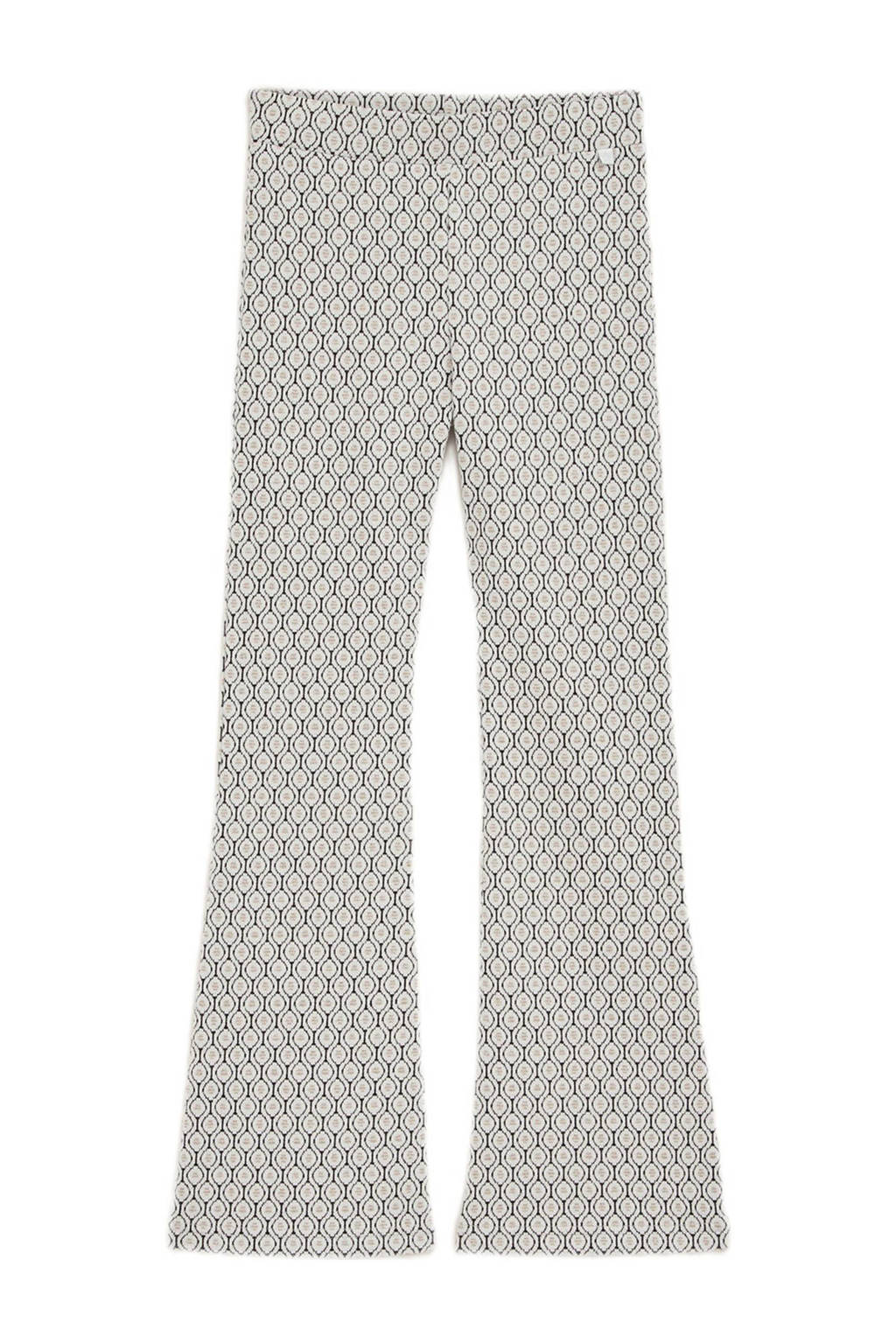 WE Fashion flared broek met all over print blanc