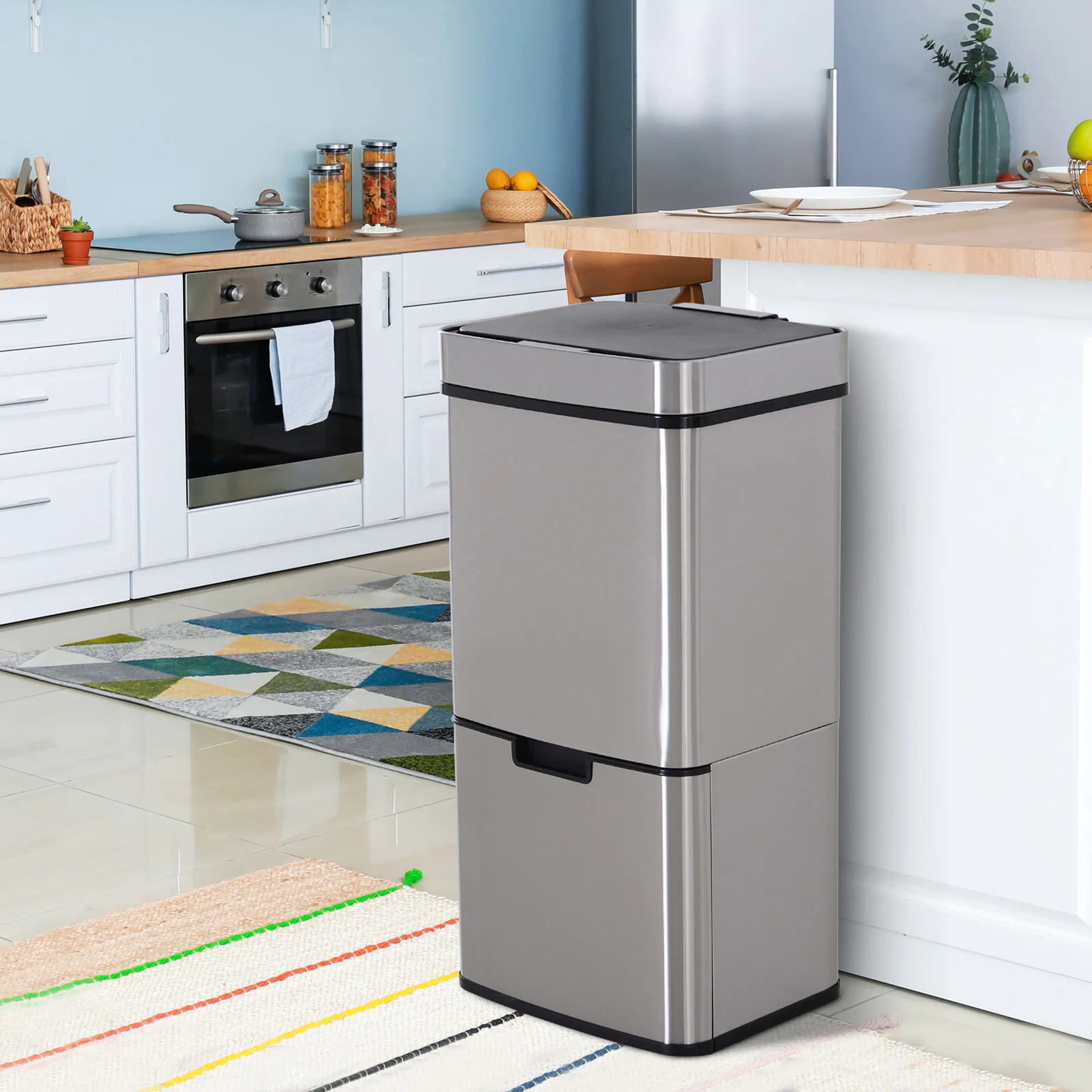 HOMCOM Abfalleimer mit Sensor silber 42 x 30 x 81 cm (LxBxH)