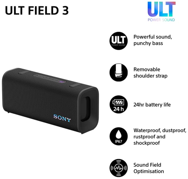 Sony ULT Field 3 bærbar højttaler (sort)