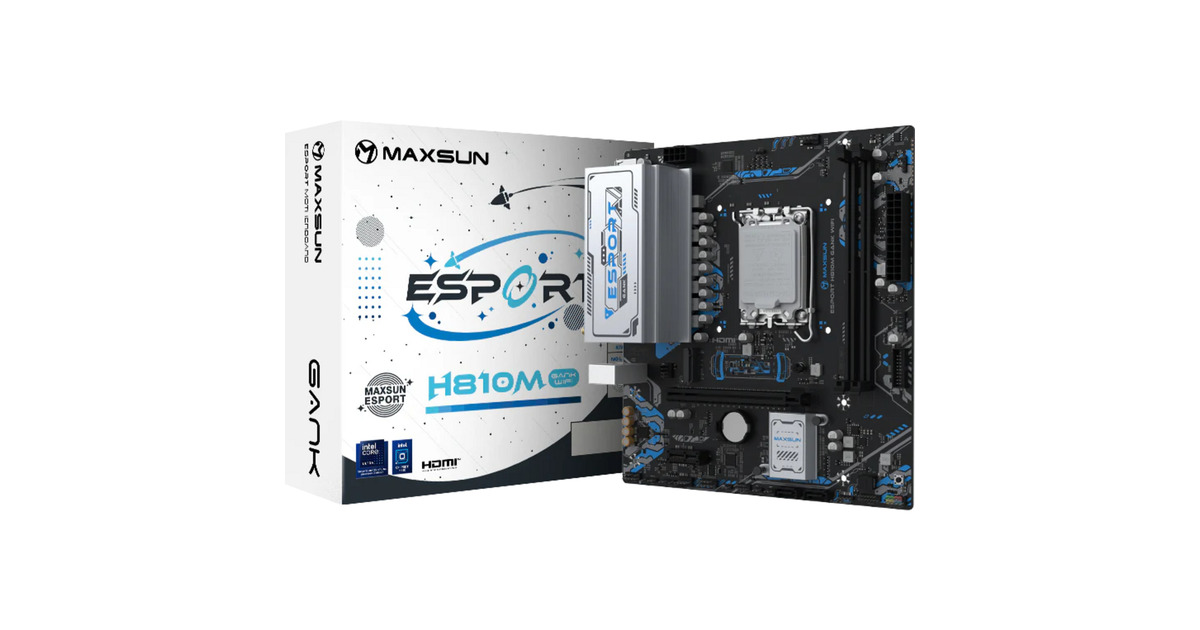 MAXSUNMS-eSport-H810M GANK WIFI socket 1851 moederbord  (Zwart, Gb-LAN, WLAN, BT, Sound, µATX)