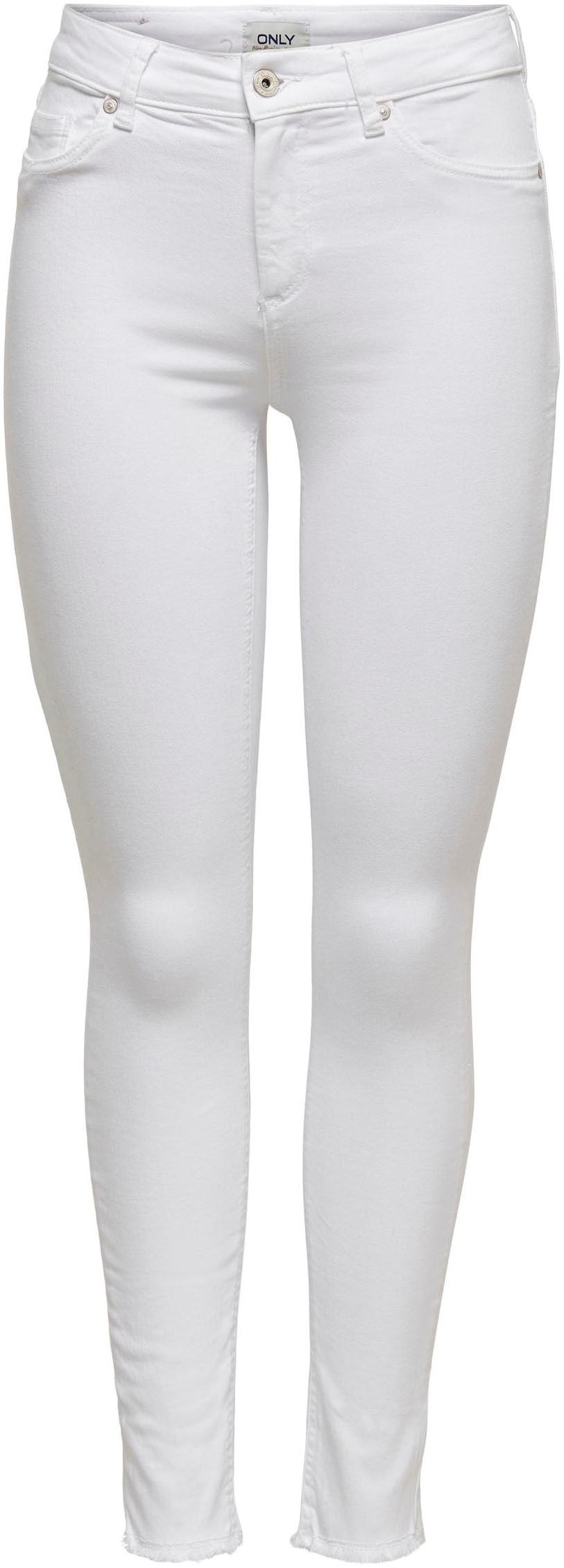 ONLY Ankle-Jeans »ONLBLUSH MID SK RW ANK DNM REA0730 NOOS«, skinny fit, Denim/Jeans, Baumwollmischung, ausgefranst, unifarben