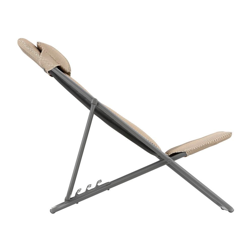 Gepolsterter Klapp-Liegestuhl mit Kopfkissen Maxi Transat + BeComfort® Beige Moka