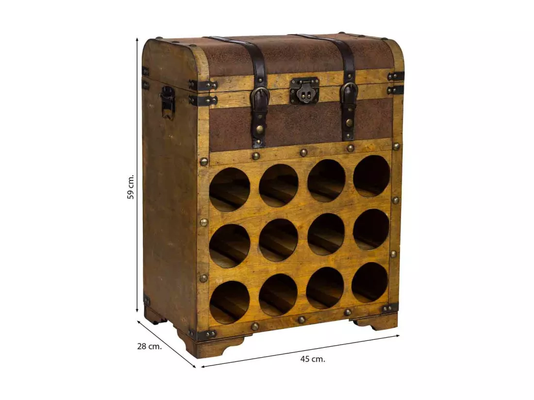 Coffre à bouteilles en bois marron 45x28x59h cm