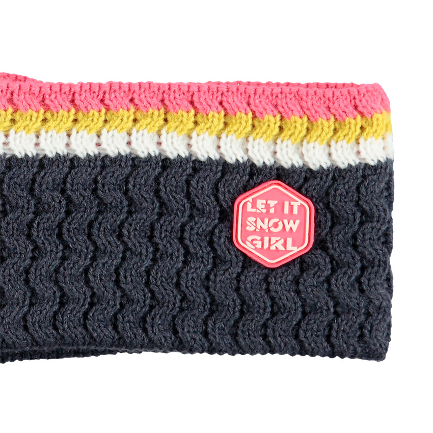 Bandeau de ski en tricot fantaisie avec badge pour fille