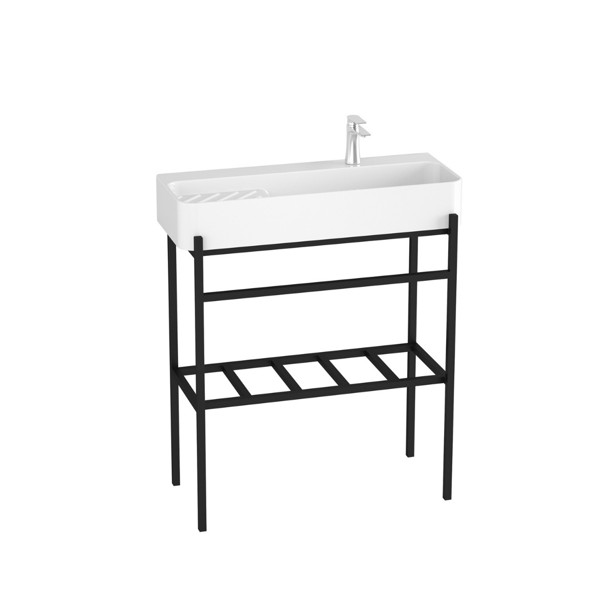 Badstuber Delta witte wastafel 80x31x80cm met zwarte poten