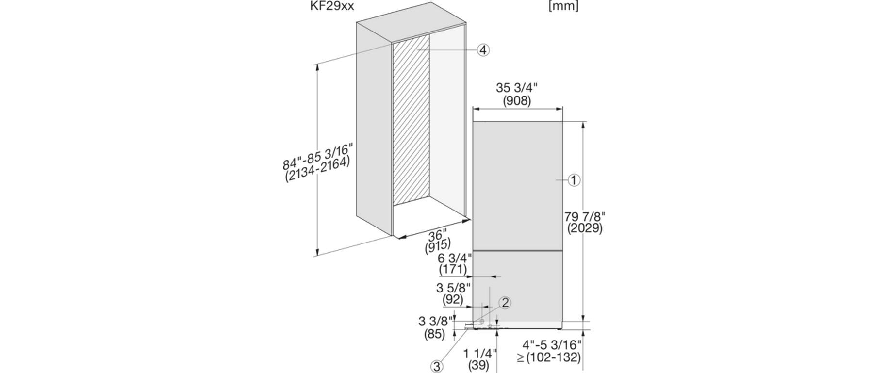 Einbau-Kühl-Gefrierkombination KF 2902 Vi Rechts/Wechselbar<br>Kombigerät mit Kühlschrank und Gefrierschrank