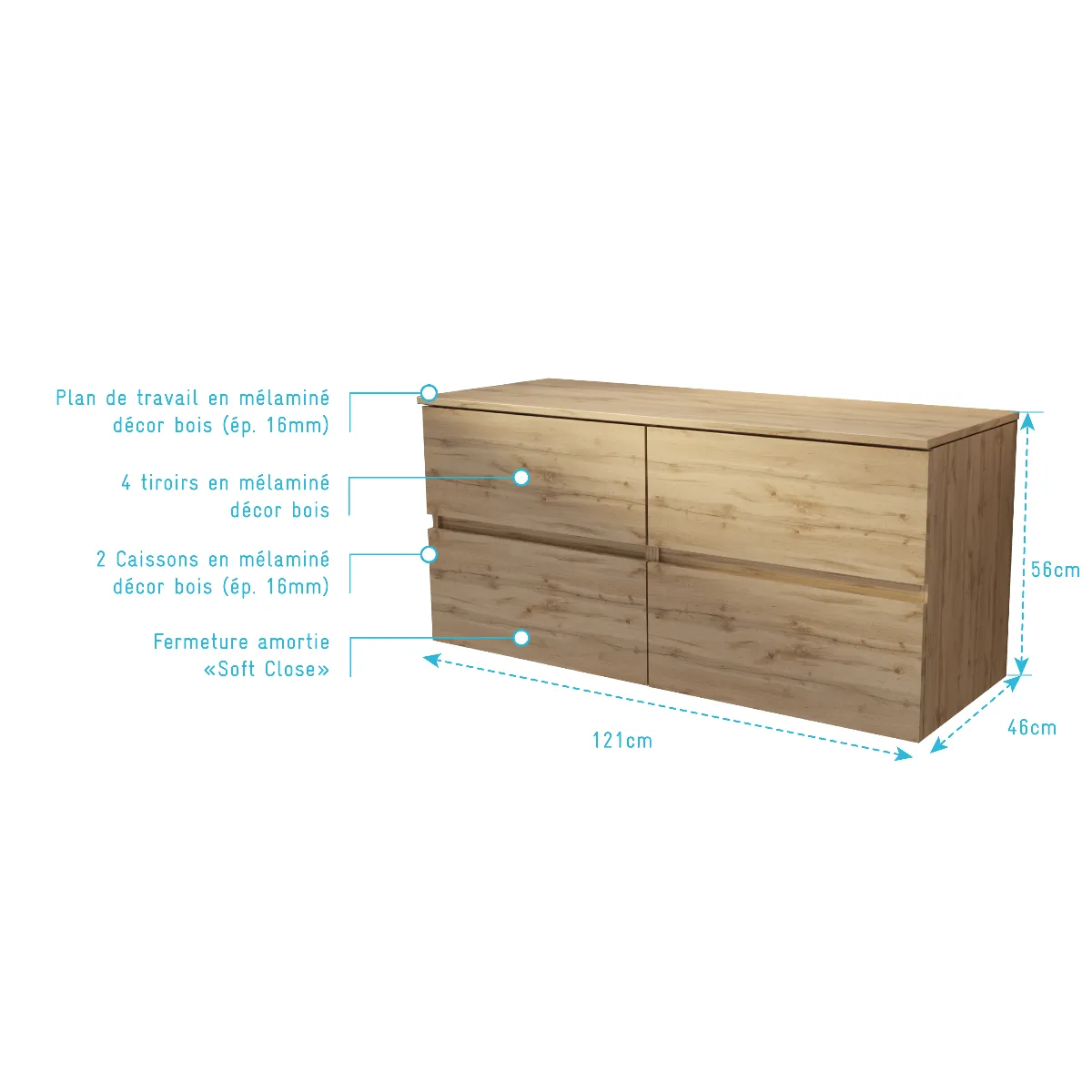 Aurlane Meuble de salle de bain TIMBER 120 cm