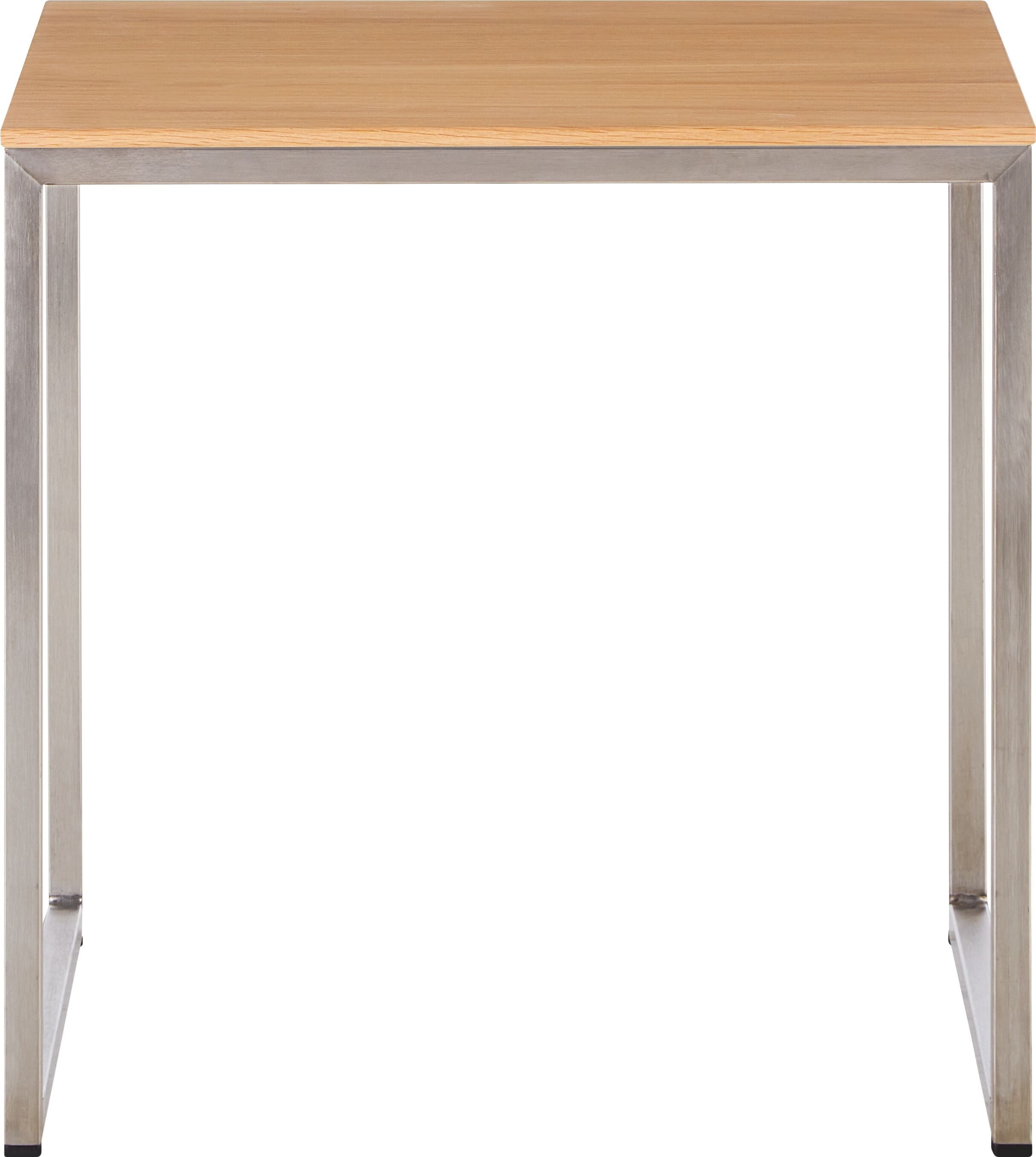 AVEA Beistelltisch - Eiche massiv / Edelstahl / B: 40.0 cm x T: 40.0 cm x H: 41.0 cm