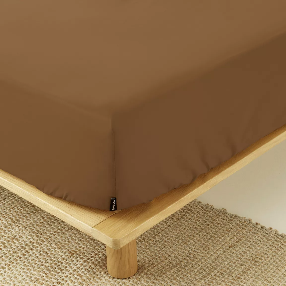 Drap housse percale de coton (140 x 190 cm) Cali Cappuccino