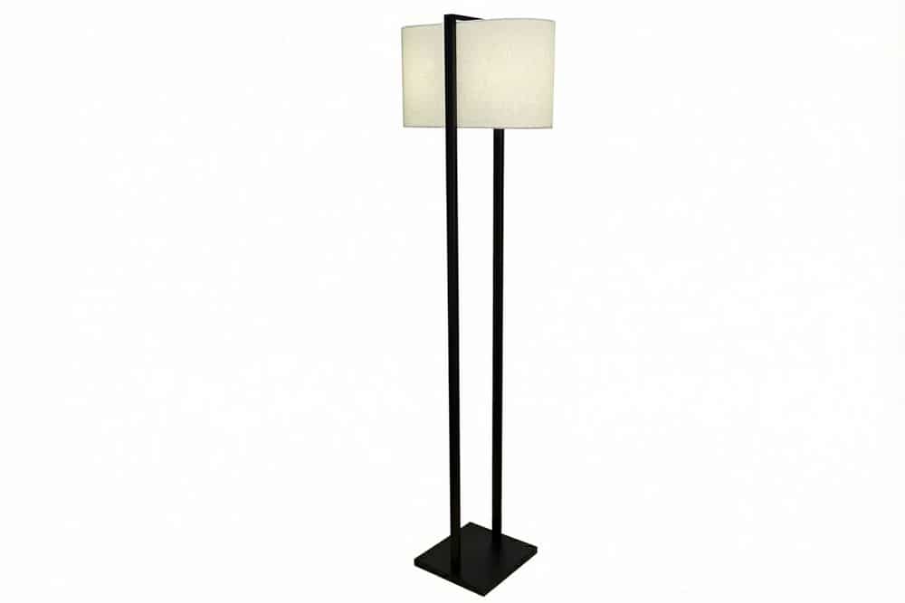 Minimalistische Stehlampe COLLEEN 160cm weiß schwarz Stoffschirm mit Metallfuß