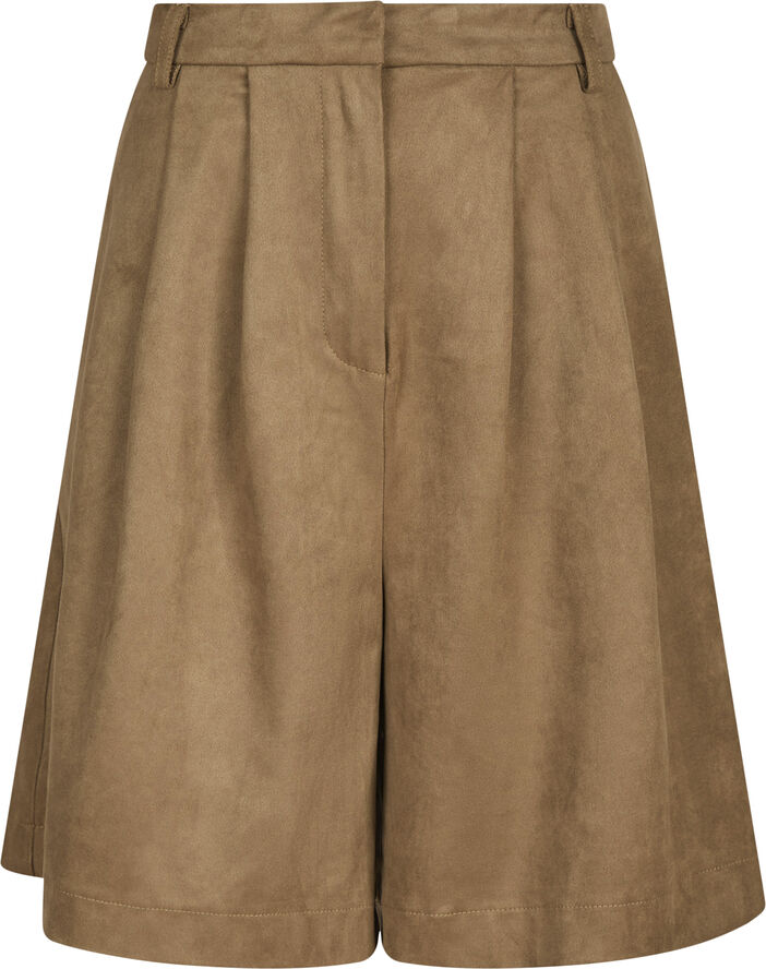 Neo Noir Nika Faux Suede Bermuda Shorts Cognac