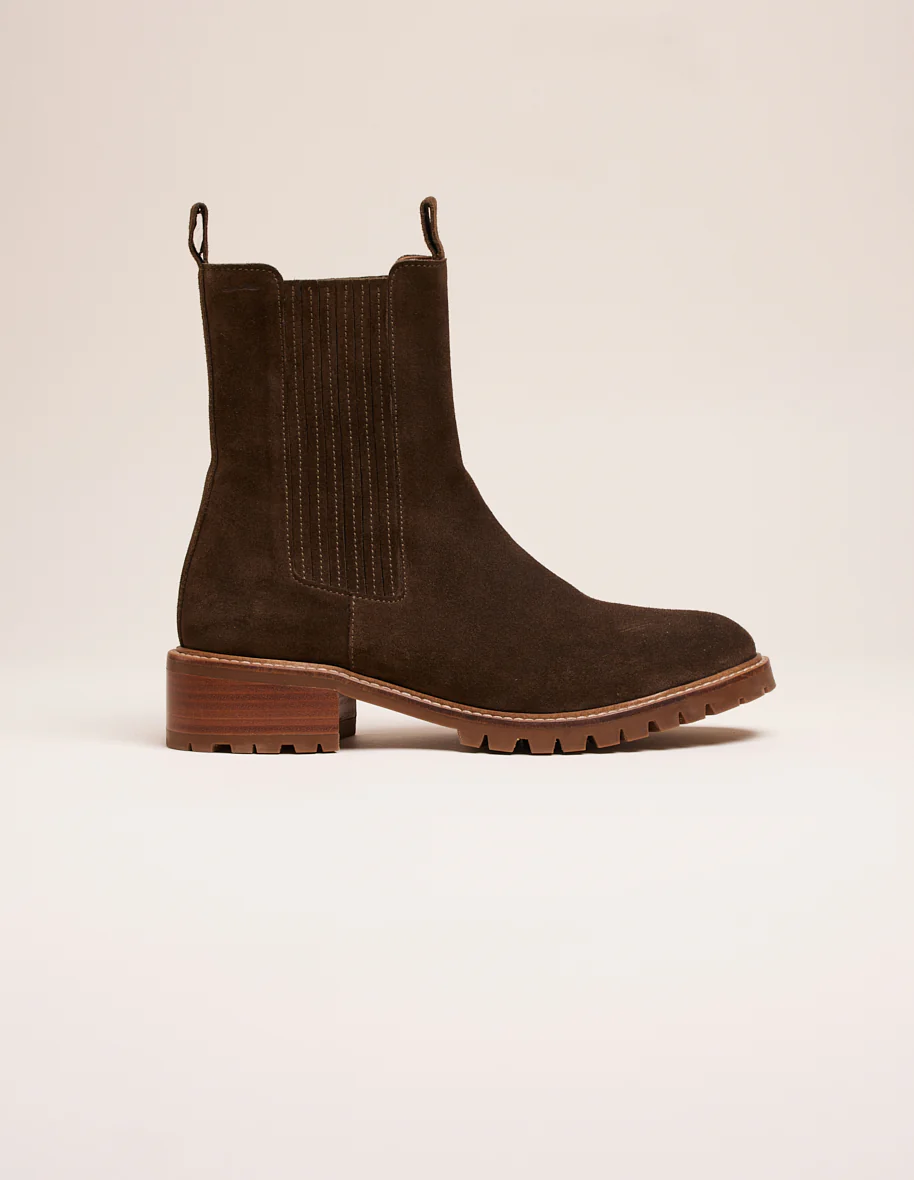 Bottines plates Dorianne - Suède kaki